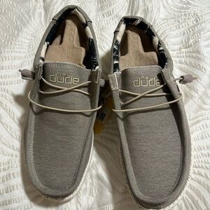 Hey Dude Mens Active Stretch Collection Slip-On Loafers in Taupe Canvas